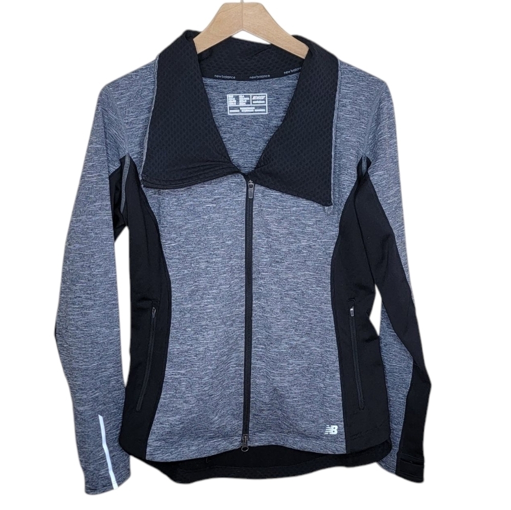 New Balance | Gray Black Colorblock Zip Jacket Reflective Details Size Medium
